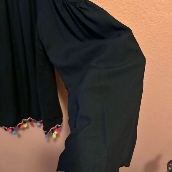 Charming Charlie black off the shoulder top with colorful tassels - Picture 5 of 9